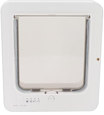 Asixxsix Pet Door, Collar Activated Smart Cat Door Automatic Selective Entry Exit with Dual Direction Control for Interior Exterior Use