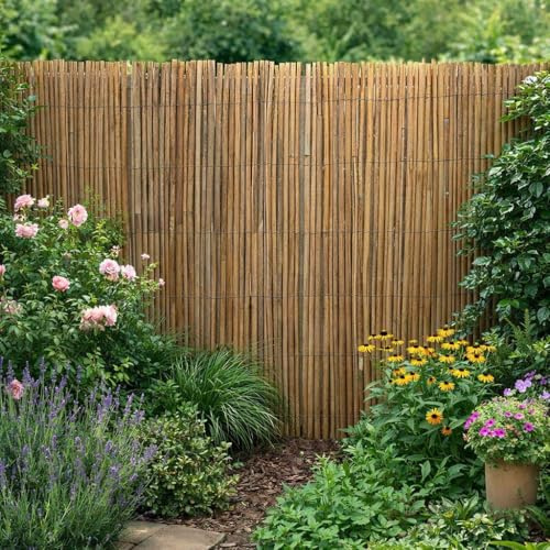Tapis en bambou - Clôture brise-vue - Pour de jardin - Naturel - Coupe-vent 1,00m x 4,00m