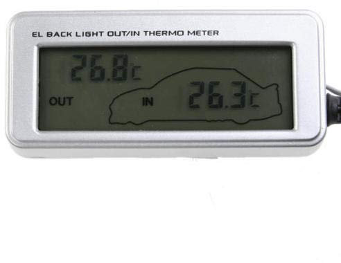 Peraline Thermomètre Digital LCD Intérieur Extérieur Voiture Auto Allume-Cigare 12V