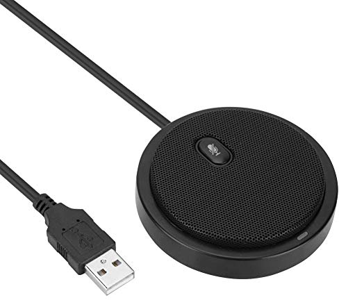 Microphone Conférence USB Omnidirectionnel, Professionnel Condensateur Stéréo Portable pour Ordinateur PC, Visioconférence, Télétravail, Cours en Ligne, Jeux, Appels,