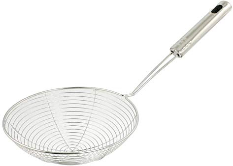 AchidistviQ - Colino in acciaio inox, per friggere, colino, colino, filtro, utensili da cucina, in filo di acciaio inox, filo di scarico, filtro, cucchiaio fritto