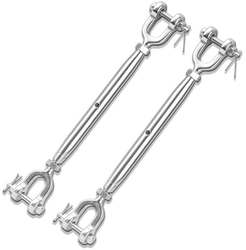 Fshihine 2PCS Turnbuckle, 1/4 (M6) 304 Stainless Steel Turnbuckle, 1600lbs Working Load Limit, Closed Body Jaw and Jaw Turnbuckles for Cables Wire Tensioning, Shade Sail, Clothesline, String Lights