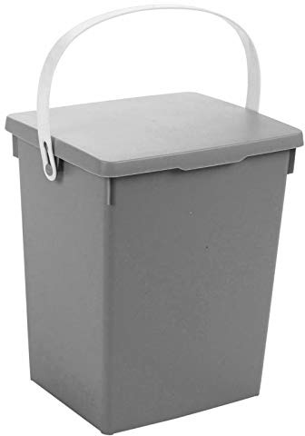 Muddy Hands 5 Litre Small Plastic Bin Table Top Work Top Kitchen Food Recycling Dustbin Storage Bucket with Carry Handle (Grey)