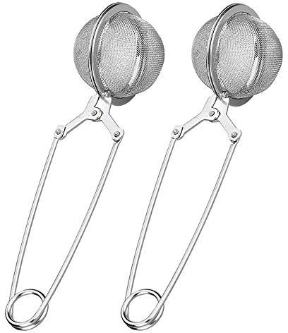 MIJOMA Lot de 2 pinces à thé en forme de boule, filtre à thé pour thé en vrac, boule à épices en acier inoxydable, pratique et de haute qualité, parfait pour les amateurs de thé et les amateurs de