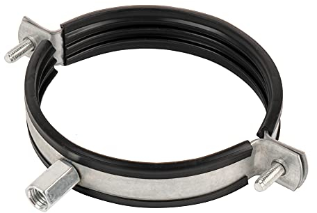Abrazadera de Tubo de Ø 100mm, de Acero Galvanizado con Goma de Amortiguador para Soporte de Tubos de Calefacción, Canalón, 1 Unidad