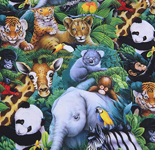 Egurs 45 * 110cm Baumwollstoff Meterware Süßes Tier Muster Kinder Baumwolltuch Elefant/Panda/Tiger