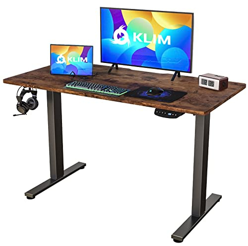 KLIM K120E Standing Desk + Höhenverstellbarer Schreibtisch 120 x 60 cm + Schreibtisch Höhenverstellbar Elektrisch mit Langlebigen Materialien + Einfache Installation + NEU 2024 (Walnuss)