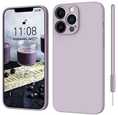 ORDA für iPhone 13 Pro Hülle Silikon Case, Handyhülle für iPhone 13 Pro Ultra Dünn mit Microfiber, Flüssig Silikon Gel Gummi Kratzfeste Rundumschutz Case Matt Hülle für iPhone 13 Pro Lavendel Lila