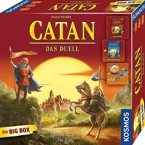 KOSMOS 682057 Catan - Das Duell - Big Box, Catan Duell und Erweiterung Finstere & Goldene Zeiten in der Vorteilsbox, Spiele für 2 Personen, Siedler von Catan Kartenspiel