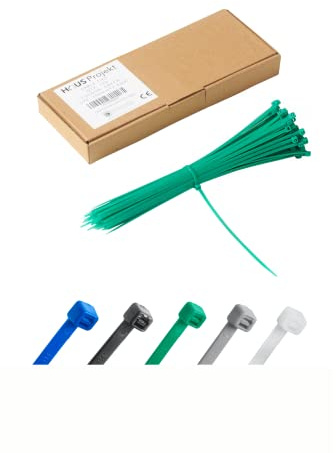 Haus Projekt Green 200x2.5mm Small Cable Ties,100pcs Premium Industrial Multi-Purpose Plastic Small Zip Tie Wraps, Indoor and Outdoor Use, Cable Management, Wires, Office, Garden, Christmas Cable Ties