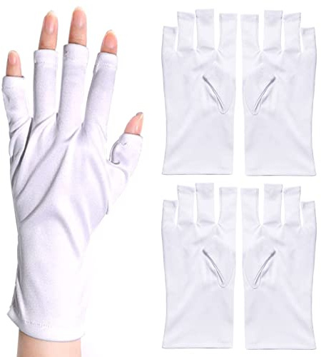 XPOOP 2 par nagelhandskar UV-skydd gel manikyr handske solskydd UV-skydd fingerlösa handskar skyddshandskar för manikyr för UV-ljus lampa manikyr torktumlare