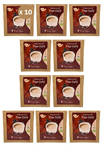 FRANCE DÉLICES - Préparation Pâtisserie Pour Flan Au Café Bio - Dessert Ou Goûter Gourmand Et Naturel - Prêt En 5min - Fabrication Artisanale En France - Sans Gluten - 4 Pers. - 10 Sachets De 40g