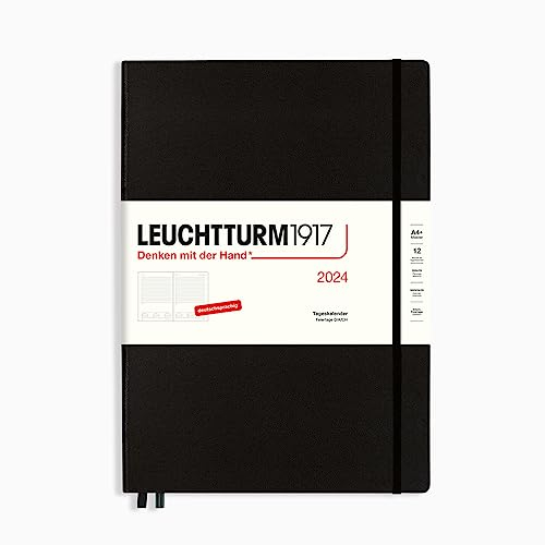 LEUCHTTURM1917 367584 Tageskalender Master (A4+) 2024, Schwarz, Deutsch, 12 Monate