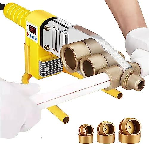 Machine à souder Les tuyaux en Plastique, kit de soudage de tuyaux en Plastique, avec tête de soudage de 20 à 32 mm, 20 à 63 mm, Outil thermofusible pour Chauffage électrique de tuyaux PPR/PE, régla