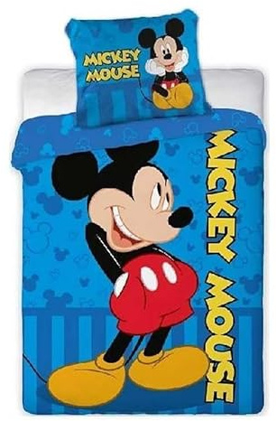 Disney Mickey Mouse Duvet Cover Set - 1 Duvet Cover 140 x 200 cm + 1 Pillowcase 63 x 63 cm (Mickey Mouse Bed Linen - E)