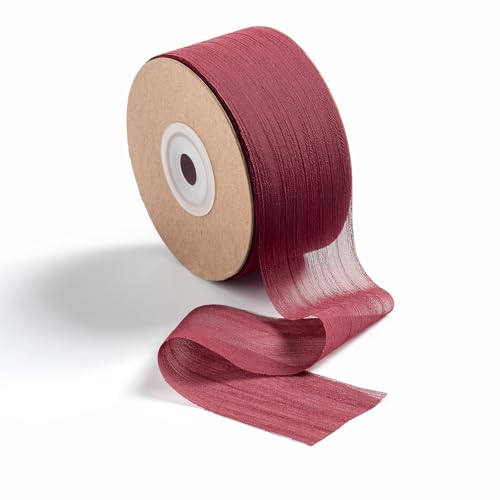 MORSUNBELA Geschenkband Rot 23 Meter Weinrot Schleifenband Hochzeit Rotes Band Dekoband Schleife Bänder Chiffonband 3,8 cm Breit Seidenband