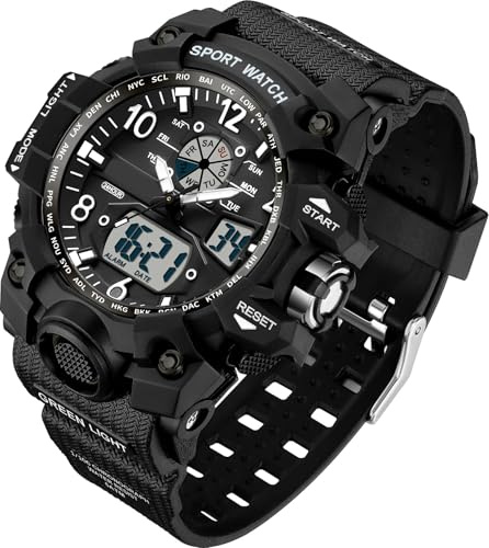 findtime Digitale Armbanduhr Damen Sportlich 5ATM Wasserdicht Militär Uhr Kinder Digitaluhr für Jungen Mädchen Analog Digital Sportuhr LED Multifunktions Damenuhr mit Wecker Datum Stoppuhr Outdoor