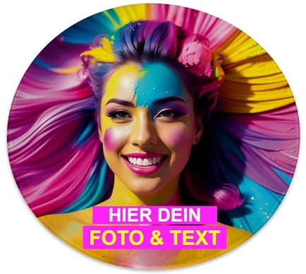 Kiwistar - Planche à découper en verre Ø 30 cm – Verre – Personnalisable – Personnalisable – Idée cadeau – Planche à découper avec photo et texte
