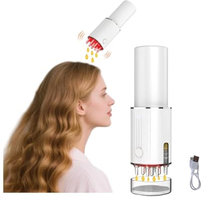 Applicateur d'huile capillaire Zilynhom, brosse pour cuir chevelu pour sérum capillaire Mino-xidil, huile pour la tête, peigne à racines,distributeur d'huile anti-chute avec vibration,70 ml,USB,cadeau