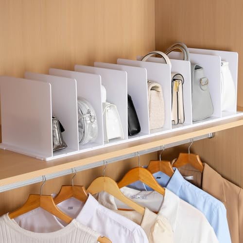 Fangoo 10 Stück Handtaschen Organizer Handtaschen Aufbewahrung Acrylic Dividers Abnehmbar Handtaschen Schrank，Geeignet für die Organisation von Küchenbuchregalen und Schränken（Weiß）