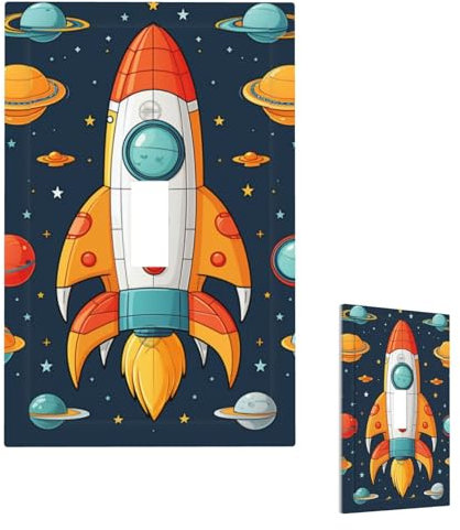 rocket clipart space ship Wall Plate Outlet Cover Toggle Switch Plate 1 Gang Decorative Light Switch Cover for Electrical 5 X 3 WallPlate Switch Plates Plug Cover for Farmhouse Bedroom