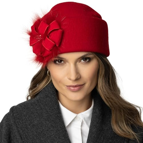 VIVISENCE Damen Winter Toque Aus Schurwolle Handgefertigte Herbst Warme Mütze Antistatischen Für Frauen Ideal Für Kalte Wintertage Modell 7083
