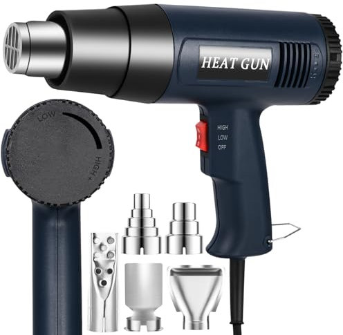 SinLaw Heißluftpistole Kit, 2000W Heißluftpistole, Variable Temperaturregelung 160℃- 650℃ Heissluftgebläse 2 Luftstromeinstellung mit 5 Zubehör, Überlastschutz Keramikheizkern