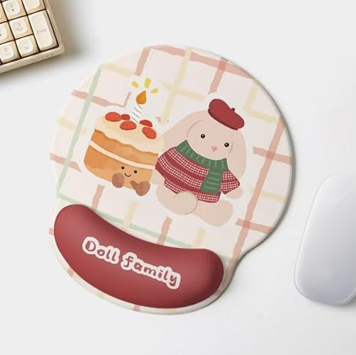 PEKNUX Tapis De Souris Antidérapant en Forme De Gâteau Lapin, pour Clavier D'Ordinateur Portable Et De Bureau