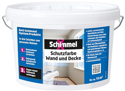 SchimmelX Schutzfarbe Wand und Decke 2,5 l | hochdeckende Spezialfarbe | für Küche, Bad und Wohnbereich | scheuerbeständig | Lösemittelfrei | Innenbereich
