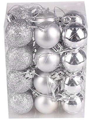 24Pcs Christmas Tree Balls Ornaments Shatterproof,30mm Xmas Tree Ball Bauble Hanging Home Party Ornament Decor Holiday Hanging Ball Wedding Party Decoration