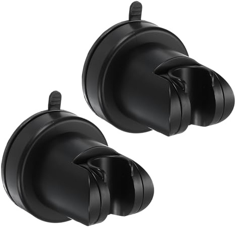 sourcing map Lot de 2 supports de pommeau de douche à ventouse, pommeau de douche amovible et support mural à ventouse (rond, noir)