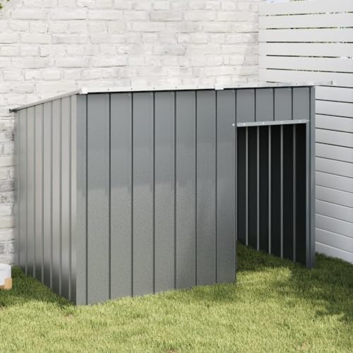 Gecheer Casetta Cani con Tetto Antracite 153x91x110 cm Acciaio Zincato,Canile,Gabbia,per Cani,Box Cane,Cuccia per Galline,da Esterno,Gabbia per Cani Grande,Box Cani Esterno,Recinti per Cani,P172572