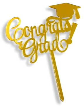 Craft Cart Acrylic Cake Topper Happy Graduation Congrats Grad Hat Gold Decoration Idea