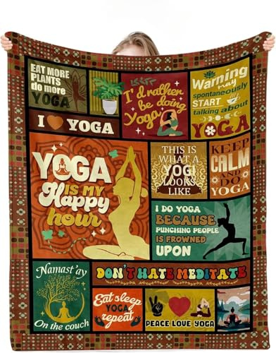 Enthusiasm Manta de regalo de yoga para mujer, ideas de regalo para amantes del pilates, manta de regalo de meditación zen para amantes del yoga en cumpleaños, Acción de Gracias (130 x 150 cm)