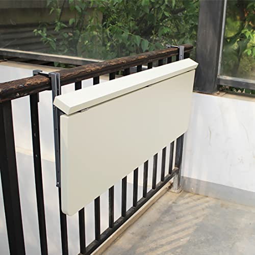 Generisch Balkon-Stehtisch für Geländer, Balkongeländertisch, Klapptisch für den Außenbereich, Verstellbarer Terrassen-Gartentisch, Bartisch für Computer-Esszimmer, Klappbarer Stehtisch,Weiß