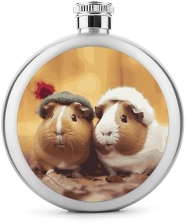 Süßer Meerschweinchen-Likör-Flachmann, rund, Edelstahl, auslaufsicher, für Geburtstag, Weihnachten, Geschenke für Männer, Frauen, Brautjungfer, Hochzeit, Party, Zubehör, 142 ml