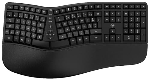 MOBILKTY Lab - Ergo K30W - Teclado inalámbrico ergonómico - AZERTY, reposamuñecas, diseño ergonómico de Teclas, inclinación Ajustable - Windows