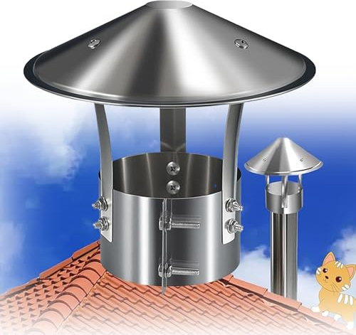 Comignoli-Acciaio Inossidabile 201 Sombrerete Chimenea 110 150 180 200mm Tetto Antipioggia Cappa di Sfiato per Camino in muratur，Camino fumisteria da esterno, stufa a legna(160mm-6.3 inch)