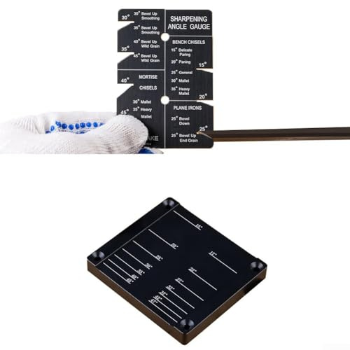 Zilimontt Honing Guide System for Woodworking Chisel and Plane Sharpening Jig, Adjustable 15°-45° Fixed Angle Sharpener with Measuring Board, Fits Blades up to 90mm,(B)