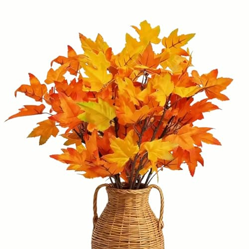 GEXINKEJI Konstgjorda höstblad och blommor, väderbeständiga och hållbara, lämpliga för halloweendekorationer inomhus och höstbordsdekorationer, höstblad, dekoration