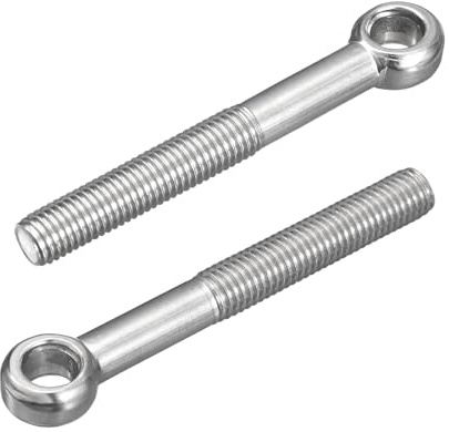 QUARKZMAN 4Pcs Boulons à œil M12 x 100mm, 304 Acier Inoxydable Boulon à épaulement pivotant pour machine Anneau levage Boulon à œil pour Gate Valves, Building Steel, Silver