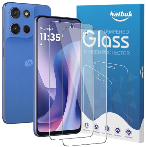 Natbok [2 st Moto G57 härdat glas, [bubbelfri] [repfri] skärmskydd för Moto G57, HD genomskinligt glas, lätt att installera