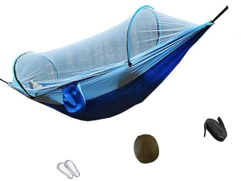 jojnsha Camping-Hängematte für 2 Personen, 260 x 140 cm, Polyester, atmungsaktives Gewebe, integrierte Barriere, Haltbarkeit, 250 kg Traglast, atmungsaktive Hängematte