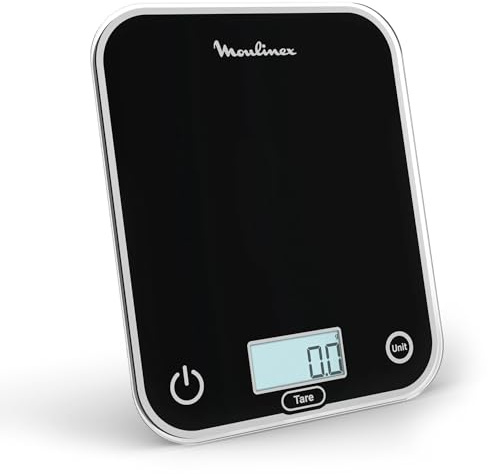 Moulinex Optiss, Bilancia Da Cucina Digitale, Display Retroilluminato di Facile Lettura, Antigraffio, Capacità di 5 Kg, Rosso, BN50U3V0