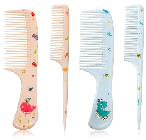 MNYXIS 4 Piezas Cepillo Pelo Antitirones Niña,Peine Bebe, Peines Niña,Juego de Peine y Cepillo Desenredante Cabello Húmedo y Seco,Cepillo de Masaje para Desenredar,desenredante pelo niñas,Lindo Regalo