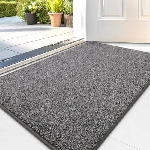 smiry Absorbent Door Mat, Dirt Trapper Door Matts Indoor, 50X80, Dark Grey | Soft, Non Slip, Machine Washable, Easy Clean, for Front Back Door, Inside, Doormats, Entrance Mat, Floor Mat, Entrance Rug