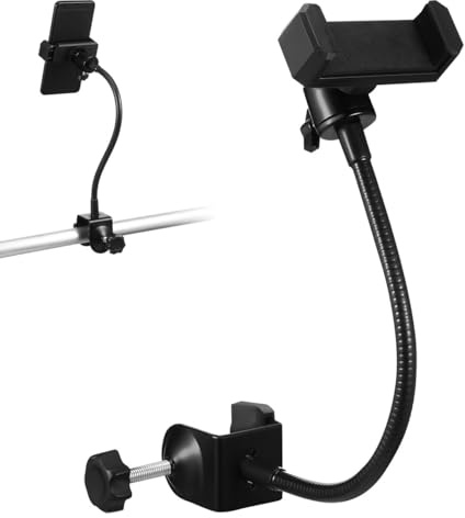 Beatifufu Supporto Telefono Chitarra in Metallo Versatile e Leggero, Morsetto Regolabile per Stand Microfono per Tablet e Phone in Live Streaming e Videos