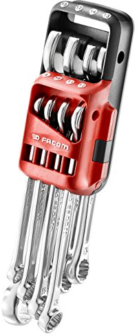 FACOM Juego de Llaves Mixtas Métricas en Estuche Portátil, 8 Piezas (8-19mm), Normas NF ISO y DIN, Resistencia a Químicos e Impactos, Almacenamiento Rápido y Seguro, 440.JP8PB