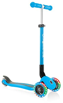 Globber - Primo Foldable Lights - Faltbarer Tretroller mit 3 Rädern für Kinder im Alter von 3 bis 6 Jahren +