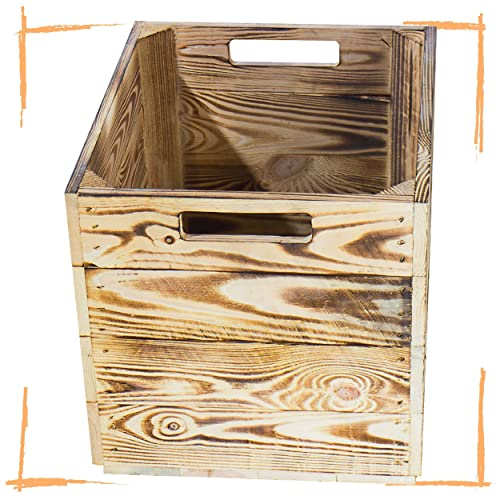4 geflammte Kisten für Kallax Regal 33cm 37,5cm 32,5cm Obstkiste Holzkiste Box Holz Weinkiste